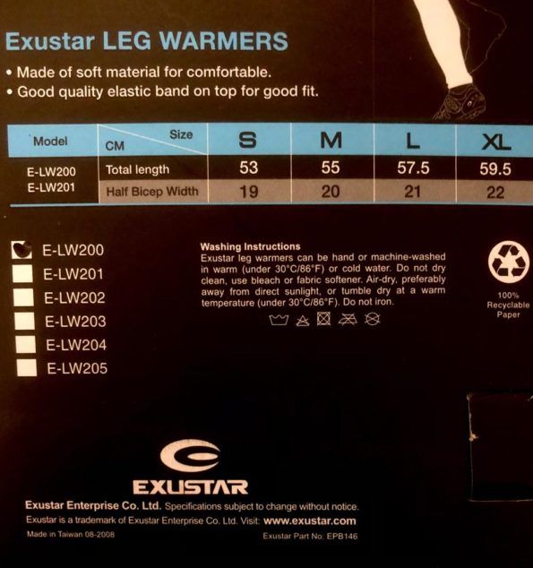 exustar leg warmer sizing